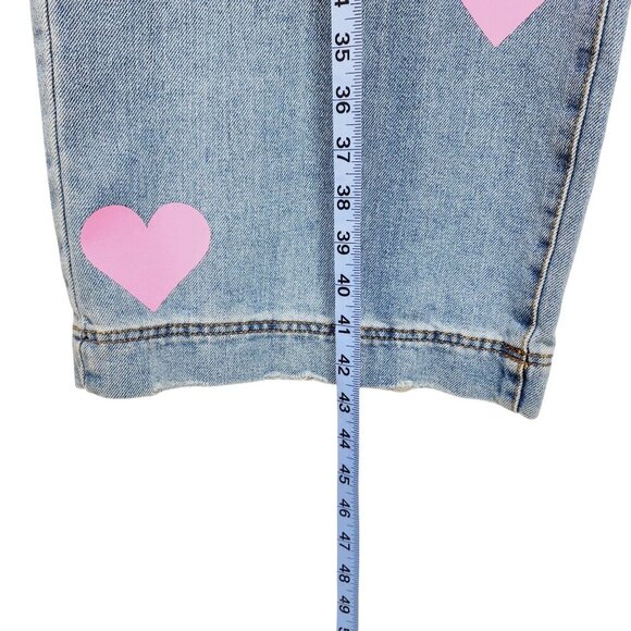 Love For Humanity Womens High-Rise Wide-Leg Jeans Pink Heart Accents Size 7/ 28 - Picture 8 of 15